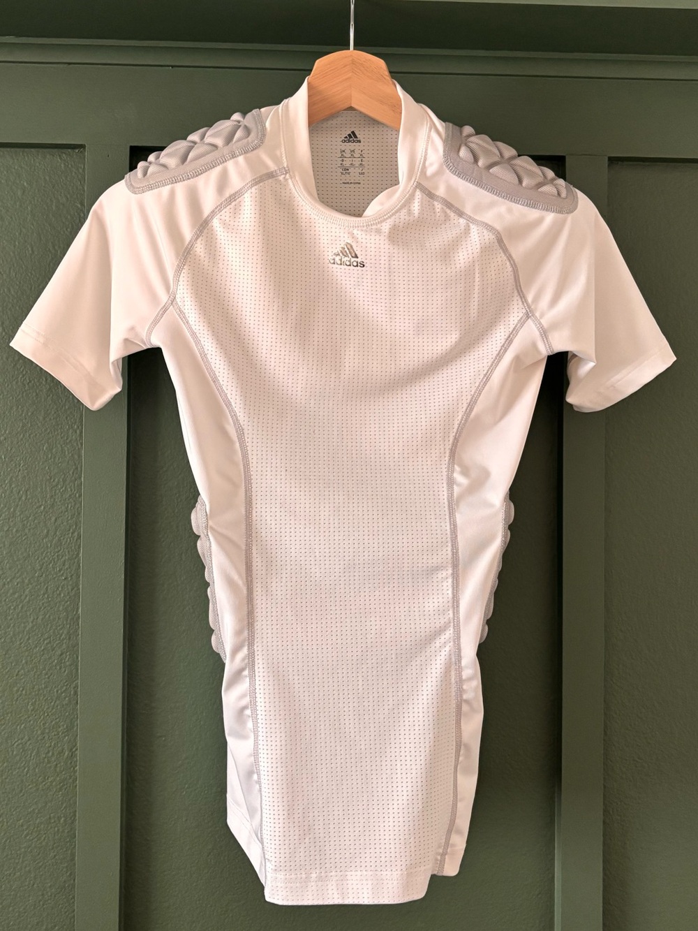adidas White Short-Sleeve Padded Compression Football Top